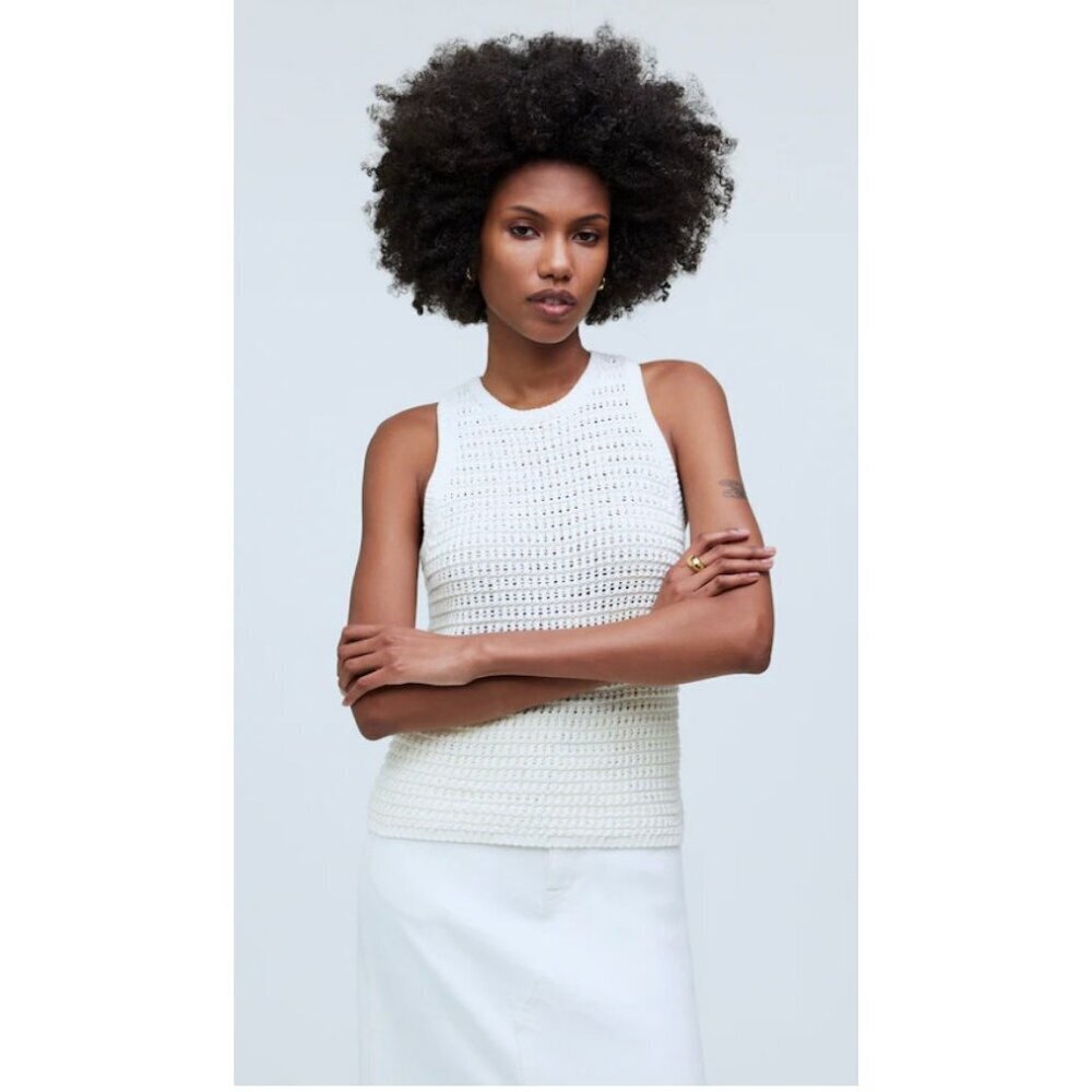 Madewell White Crochet Knit Tank Top NWT Sz XXL
